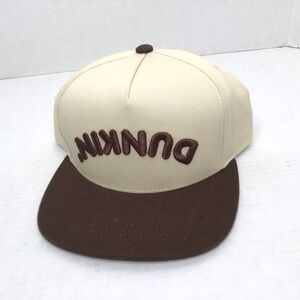 Dunkin Donuts Mens Hat Cap Upside Down Logo Beige Brown
